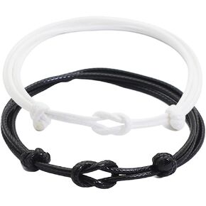 Ankiyabe Matching Love Knot Rope Bracelet for Couples Long Distance Relationship Gifts for Boyfriend Girlfriend His & Her Bracelet Set