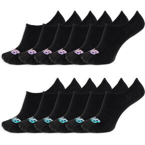 New Balance Unisex Performance Flat Knit Liner 12 Pair Pack, Black, Medium