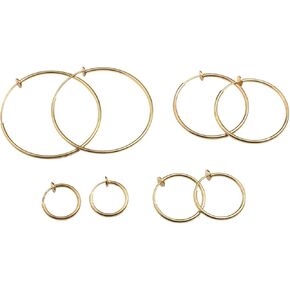 Evelots Clip on Hoop Earrings - Gold or Silver Tone- Gentle Spring Clip on for Non Pierced Ears - No Pinching/Nickel Free- 4 Different Sizes