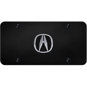 Au-Tomotive Gold, Inc. Officially Licensed Black License Plate with Acura Chrome Logo