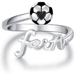 Faith Ball Ring 925 Sterling Silver Faith Open Ring Sport Jewelry Gift for Women