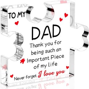 Fathers Day Dad Gifts, Birthday Gifts for Dad - Engraved Acrylic Plaque 3.9 x 3.2 x 0.47 inches, Cool Dad Presents from Daughter, Son, Wife, Heartwarming Men Birthday Gift, Ideas