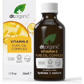 Dr. Organic Vitamin E Pure Oil Complex | Nourishes and Protects Skin, Enhances Elasticity, Natural, Certified Organic, Paraben & SLS-Free, 50 mL / 1.7 fl oz