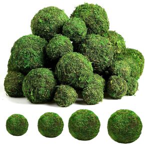 yunsailing 36 pcs Moss Discorative Ball Natural Green ، Certes Moss Ball Certes يدويًا ، حشو المزهرية لعيد الميلاد ، زخرفة حفل زفاف حديقة عيد الميلاد ، 4 أحجام