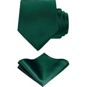 Men's Ties and Pocket Square Solid Pure Color Plain Neckties Formal Black Ties and Pocket Square For Men