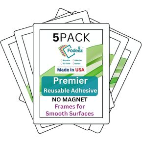 Frames - Reusable Document Holders for Smooth Surfaces - Stick, Display, and Dry Erase - 8.5x11 (White)