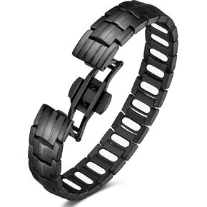 Feraco Magnetic Therapy Bracelet for Men - 5X Strength Titanium Steel Bracelet with 3800 Gauss Magnets
