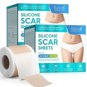 Silicone Scar Sheets Roll (1.6" x 120"), Medical Grade Scar Tape for C-Section, Surgery, Keloid, Burn, Acne Scars - Reusable, Pain-Free, Safe for Sensitive Skin