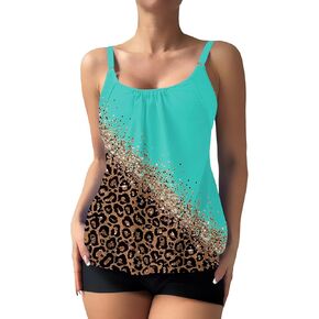 ZAFUL Two Piece Tankini Swimsuit for Women Tummy Control Bathing Suit with Boy Shorts Blouson Swimwear