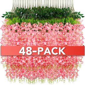 Wisteria Hanging Flowers,Fake Hanging Flowers,Wisteria artificiales Garland for Home Wedding Arch Floral Party Garden Ceremony Outdoor Decor,3.6 feet Long(12,Purple)