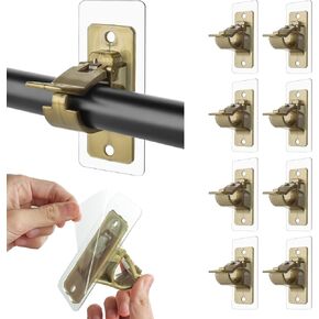 Goabroa 16-Pack Adhesive Curtain Rod Holders, Curtain Rod Holders No Drilling, Nail Free Adjustable Curtain Rod Hooks for Bedroom, Living Room, Bathroom and Kitchen