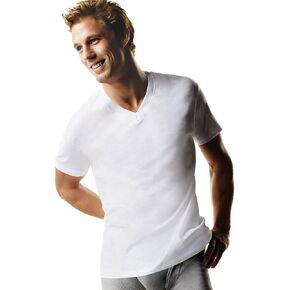 Hanes Men's ComfortSoft Tagless V-Neck T-Shirt (6 Pack),White,3XL US in Saudi Arabia