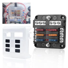 12 Way Fuse Box Holder Boat Boat Marine Fuse Block مع حامل حافلة في فتيل الحافلة السلبية في فتيل فتيل تتوافق مع قوارب شاحنة السيارات البحرية (تشمل شفرة ATC/ATO))