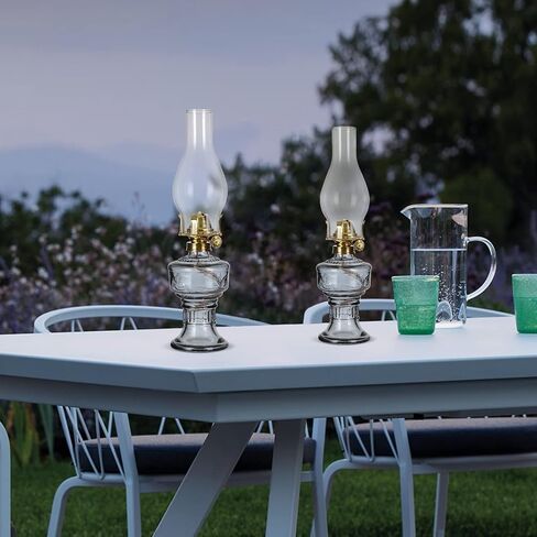 4 Pieces Rustic Oil Lamp Lantern Vintage Glass Kerosene Lamp 12.5'' Antique Chamber Oil Lamps for Indoor Use Home Decor Classic Clear Old Hurricane Lamp for Emergency Lighting in Saudi Arabia