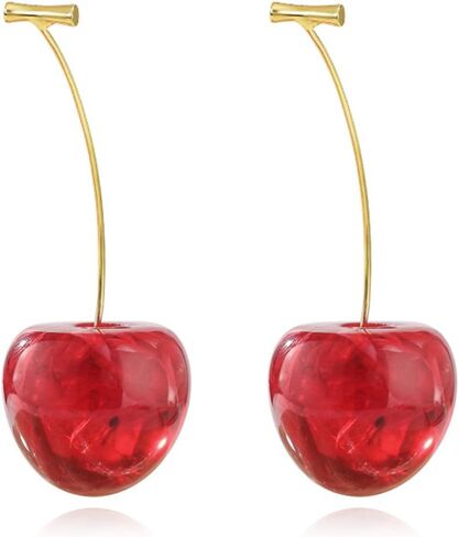 Cherry Earrings for Women Fun Fruit Drop Dangle Earrings Cute 3D Red Cherry Jewelry Unique Fruit Charm Jewelry for Women in Saudi Arabia