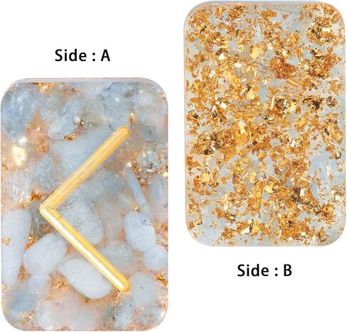 Nupuyai Resin Rectangle Rune Stones Set(25 Pcs), Engraved Lettering Rune Crystal Pocket Stones for Healing/Chakra/Meditation/Wicca, Aquamarine in Kuwait
