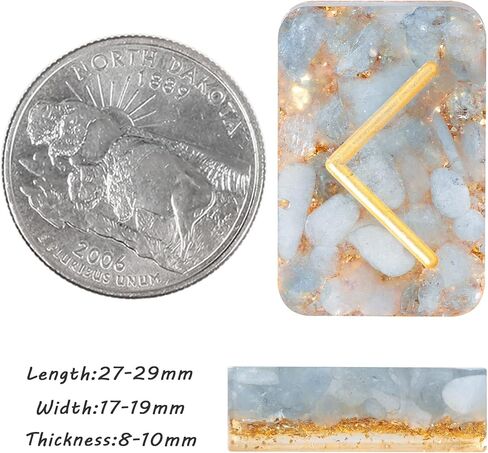 Nupuyai Resin Rectangle Rune Stones Set(25 Pcs), Engraved Lettering Rune Crystal Pocket Stones for Healing/Chakra/Meditation/Wicca, Aquamarine in Kuwait