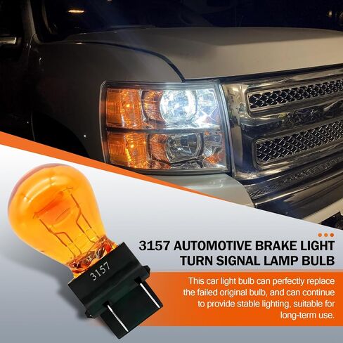 10 PCS 3157 Halogen Bulb, 12V 21/5W BAY15D High and Low Foot Double Filament Brake Light, Quartz Glass Waterproof High Brightness Plug and Play Indicator Light, for Most Cars (Amber) in Saudi Arabia