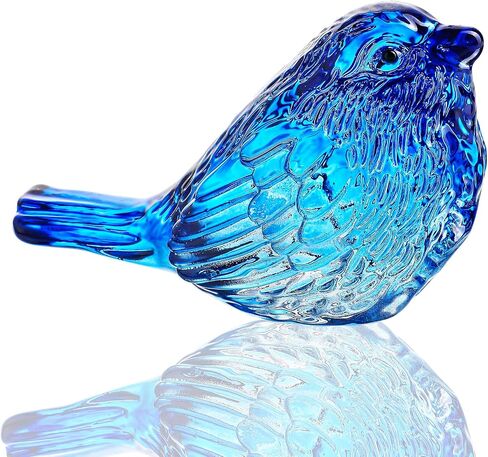H&D HYALINE & DORA Blue Glass Bird Figurines Bird Gifts for Bird Lovers Women Crystal Glass Animal Figurine Collectible for Home Shelf Decor in Saudi Arabia