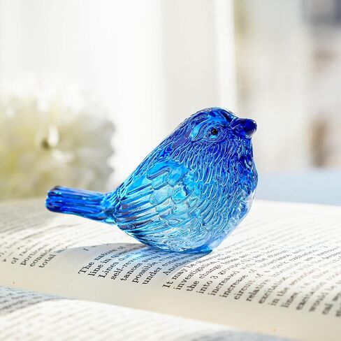 H&D HYALINE & DORA Blue Glass Bird Figurines Bird Gifts for Bird Lovers Women Crystal Glass Animal Figurine Collectible for Home Shelf Decor in Saudi Arabia
