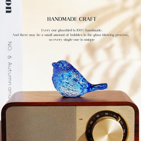 H&D HYALINE & DORA Blue Glass Bird Figurines Bird Gifts for Bird Lovers Women Crystal Glass Animal Figurine Collectible for Home Shelf Decor in Saudi Arabia