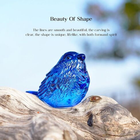 H&D HYALINE & DORA Blue Glass Bird Figurines Bird Gifts for Bird Lovers Women Crystal Glass Animal Figurine Collectible for Home Shelf Decor in Saudi Arabia