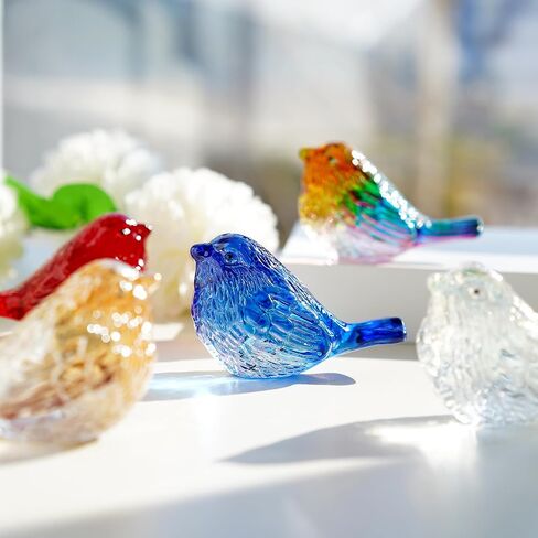 H&D HYALINE & DORA Blue Glass Bird Figurines Bird Gifts for Bird Lovers Women Crystal Glass Animal Figurine Collectible for Home Shelf Decor in Saudi Arabia