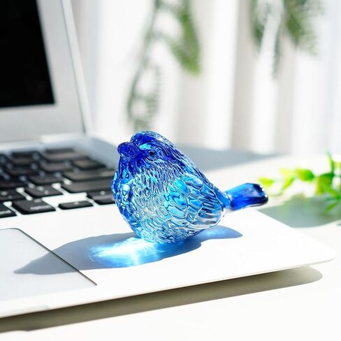 H&D HYALINE & DORA Blue Glass Bird Figurines Bird Gifts for Bird Lovers Women Crystal Glass Animal Figurine Collectible for Home Shelf Decor in Saudi Arabia