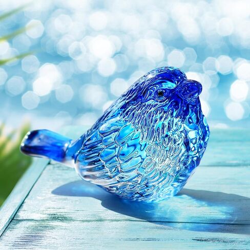 H&D HYALINE & DORA Blue Glass Bird Figurines Bird Gifts for Bird Lovers Women Crystal Glass Animal Figurine Collectible for Home Shelf Decor in Saudi Arabia