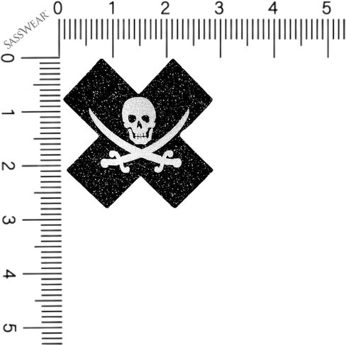 Sasswear Pirate Fasties Skull Nipple Covers for Rave ، Festivals Sexy Lingerie ، Black X Fasties Glitter ، Made in USA in Kuwait