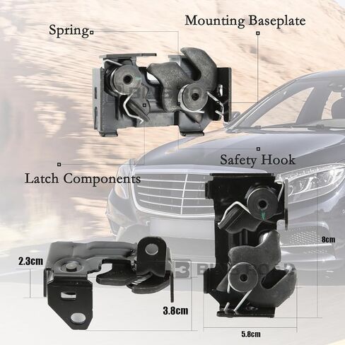 Hood Safety Catch Latch Lock 2048800260 متوافق مع Mercedes Benz AMG C300 E350 E400 GLK250 GLK350 | C43 C63 2015-2018،2pcs in Saudi Arabia