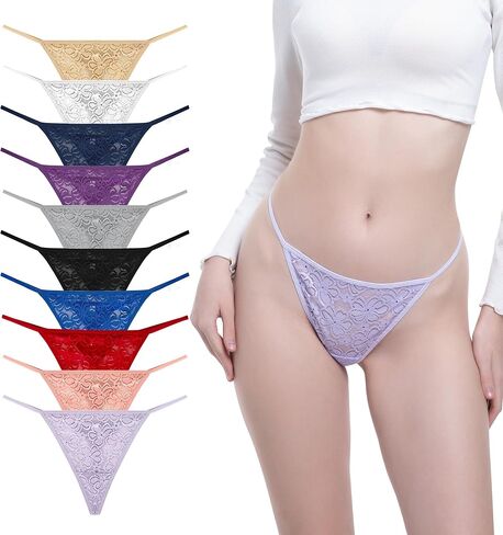 T Back Sexy Low Rise Stretchy Invisible Patterns Lace Cotton Women Thongs Pack in Saudi Arabia
