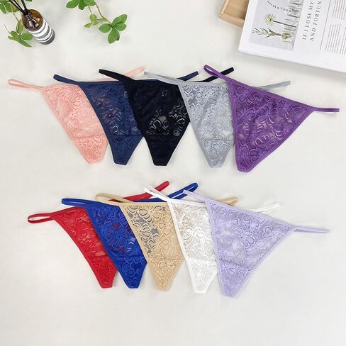 T Back Sexy Low Rise Stretchy Invisible Patterns Lace Cotton Women Thongs Pack in Saudi Arabia