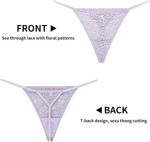 T Back Sexy Low Rise Stretchy Invisible Patterns Lace Cotton Women Thongs Pack in Saudi Arabia