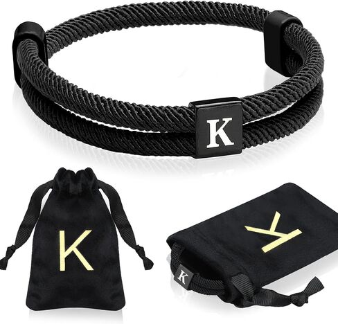 Tondiamo Rope Initial Bracelet with Stainless Steel Letter Charm Adjustable Handmade Braided Bracelet for Men Women in Saudi Arabia