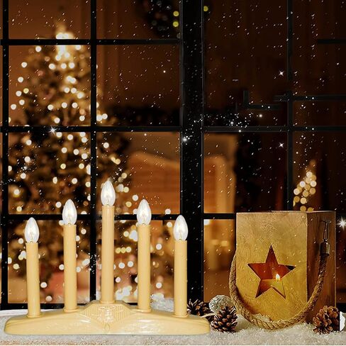 2 Pack Christmas Electric Window Candles, Christmas Window Candles with 4 C7 Clear Bulbs(2 Spare), Plug in Ivory Candle Lamp for Window Home Table Party Christmas Decoration in Saudi Arabia