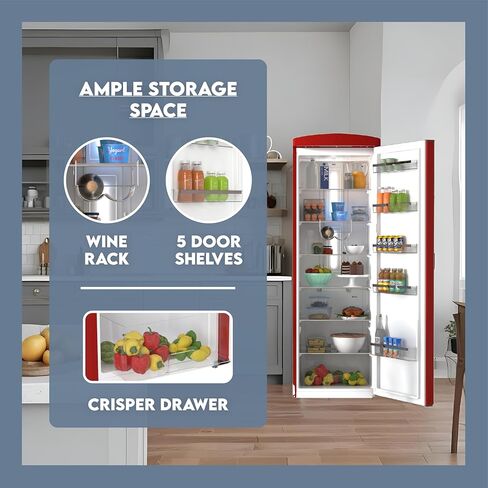 24 in. 11 cu. ft. Classic Frost Free Retro Single Door Refrigerator (Bisque) in Saudi Arabia