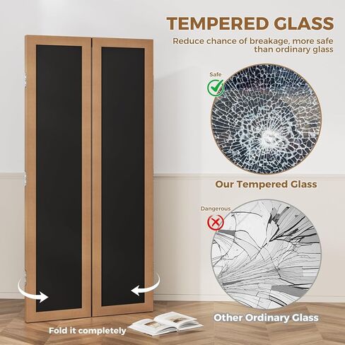 3 Way Full Length Trifold Mirror with Tempered Glass, 3 Panel Oversized Extra Large Free Standing Mirror with Rustic Wood Frame, for Wedding Dress/Clothing Shop/Bedroom/Closet, 71"x67", White in Saudi Arabia