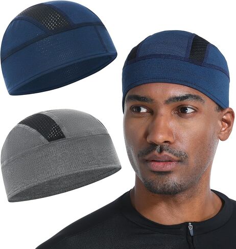 2 Pieces Skull Caps Helmet Liner for Men Women Cooling Cycling Hat Beanie for Running Fits Under Helmets in Saudi Arabia