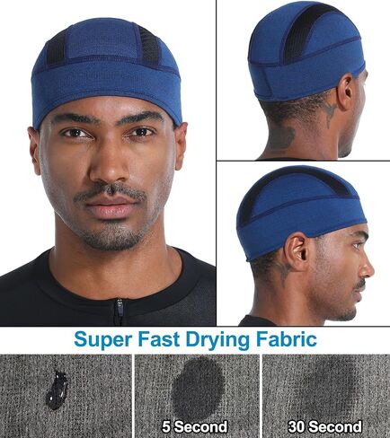 2 Pieces Skull Caps Helmet Liner for Men Women Cooling Cycling Hat Beanie for Running Fits Under Helmets in Kuwait