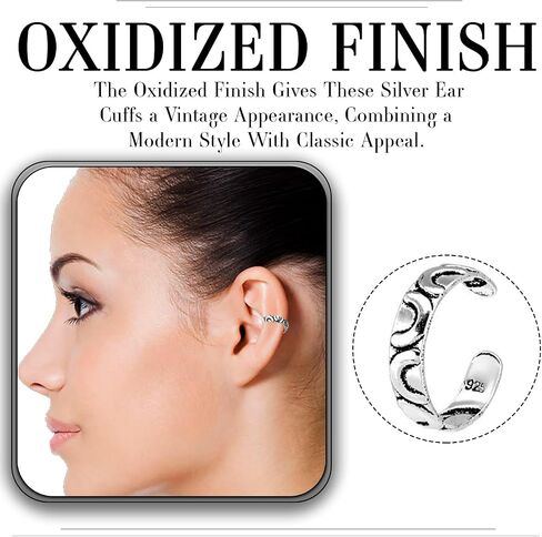 925 sterling Silver Ear Cuff - أقراط الكفة غير الثابتة القابلة للتعديل من النيكل والرصاص للنساء - مثالية للأصدقاء والأحباء المجوهرات التايلاندية in Kuwait