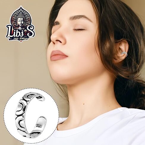 925 sterling Silver Ear Cuff - أقراط الكفة غير الثابتة القابلة للتعديل من النيكل والرصاص للنساء - مثالية للأصدقاء والأحباء المجوهرات التايلاندية in Kuwait