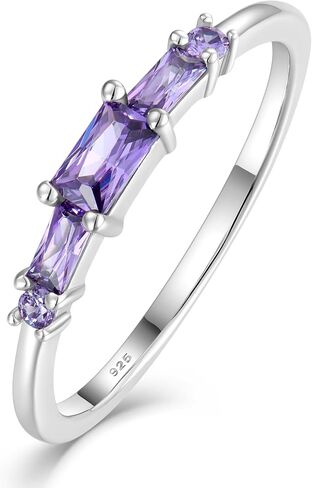 Baguette Ring for Women 925 Sterling Silver Eternity Stacking Bands Emerald Cut Birthstone Jewelry in Saudi Arabia