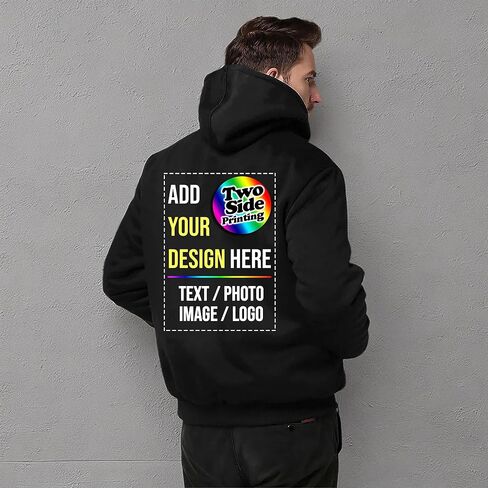 Tencen Custom Fleece Hooded Jacket Design Your Own 2 Side Print Front Back Thick Winter Warm Thermal Zip up Hoodie in Saudi Arabia