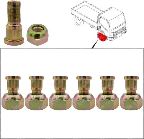 6 عجلة المكسرات والترصيع RH العجلة الخلفية لـ ISUZU NPR NPR-HD NRR REACH GMC/CHEVY W3500 W4500 W5500 1998-2021 in Kuwait