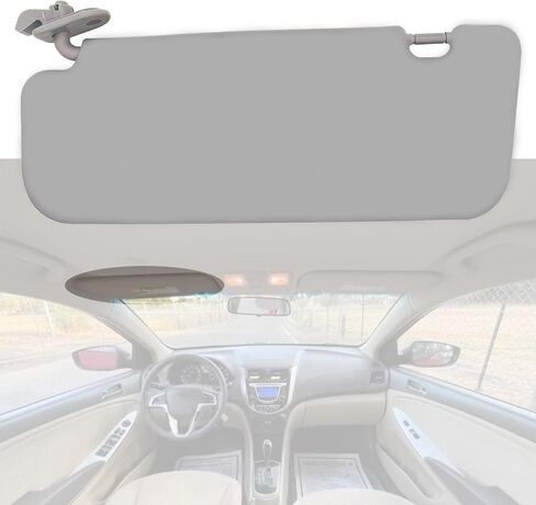 Left & Right Side Sun Visor Fit for Hyundai Accent 1E 2011 2012 2013 2014 2015 Replace 85210-1R000 85220-1R000 Front Driver & Passenger Protection Shade Sunshade Makeup Mirror Blocker Gray in Saudi Arabia