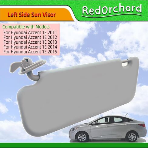Left & Right Side Sun Visor Fit for Hyundai Accent 1E 2011 2012 2013 2014 2015 Replace 85210-1R000 85220-1R000 Front Driver & Passenger Protection Shade Sunshade Makeup Mirror Blocker Gray in Saudi Arabia
