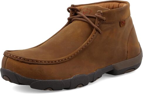 Twisted X Men's Steel Toe Chukka Driving Moc - Handcrafted Leather Safety Toe Shoes with Slip Resistant Outsole - Comfortable, Durable, and Stylish Lace-Up Boots, Distressed Saddle, 10 M in Saudi Arabia