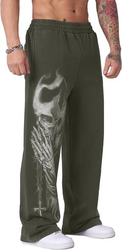 BOOMLEMON Mens Graphic Print Joggers Baggy Casual Workout Pants Bandana Punk Streetwear Sweatpants with Pockets in Saudi Arabia