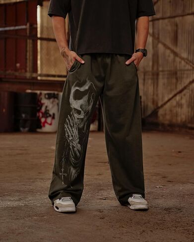 BOOMLEMON Mens Graphic Print Joggers Baggy Casual Workout Pants Bandana Punk Streetwear Sweatpants with Pockets in Saudi Arabia